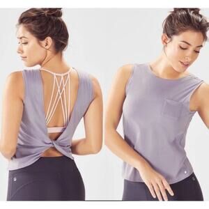 Fabletics lavender Makena twist open back activewear tank Size XL